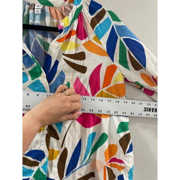 Tabitha Brown Women Summer Shirt oversized Dress Multicolor leaves with pocket - Picture 8 of 9